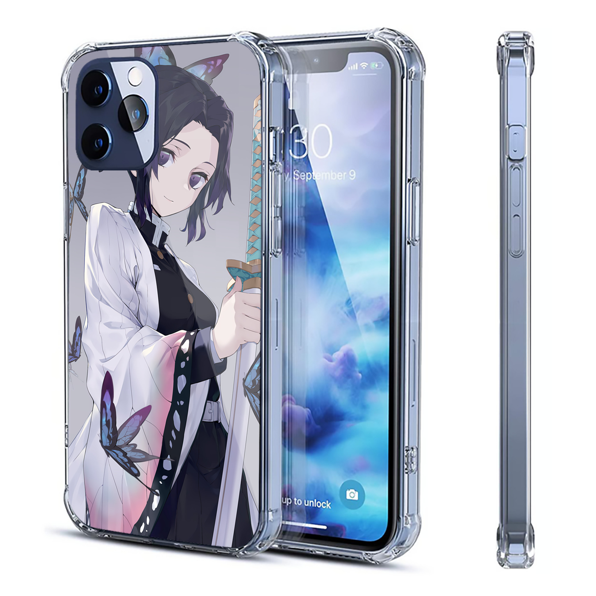 （画像用） 鬼滅の刃（きめつのやいば）蟲柱-胡蝶 しのぶ／こちょう しのぶ Kochou Shinobu 【iPhone 12シリーズ対応】透明スマホケース（クリアソフトケース）